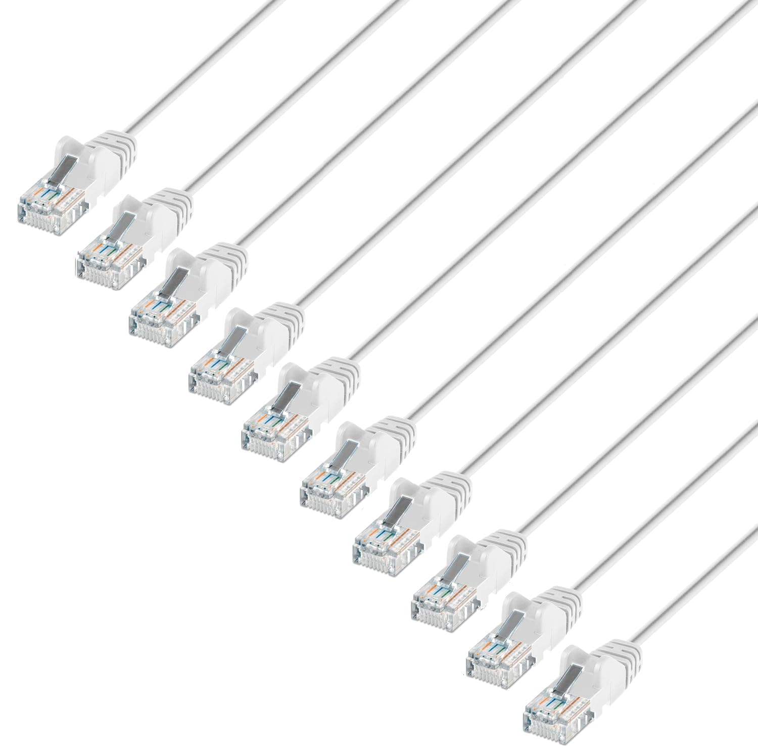 Intellinet Slim Cat6 Ethernet Network Patch Cable – 10-Pack - Snagless Boot, Heavy Duty, UTP 30AWG Pure Bare Copper Wire, Gold-Plated Contacts, Lifetime Mfg Warranty - 3ft, 10 Pack, White