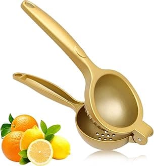 JAYWAYNE Lemon Squeezer, Large Citrus Juicer and Lemon Juicer Hand Press Heavy Duty Lime Squeezer Easy Squeeze Manual Juicer Metal Hand Juicer Kitchen Tools and Gadgets For Making Fresh Juice (Gold)