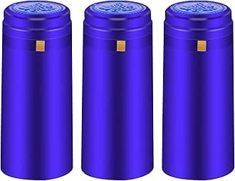 PVC Heat Shrink Capsules - 120 Count Bright Blue Wine Corks Shrink Wrap Sleeves Clear Bottle Capsules for Professional, Wine Cellars and Home Use