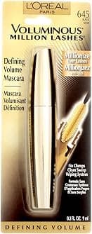 L'Oreal Voluminous Million Lashes Mascara, Black [645] 0.3 oz (Pack of 2)