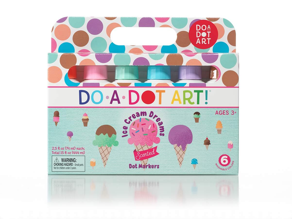 Ice Cream Scented Washable Dot Markers for Kids and Toddlers Set of 6 Pack by Do A Dot Art, The Original Dot Marker, Made in the USA