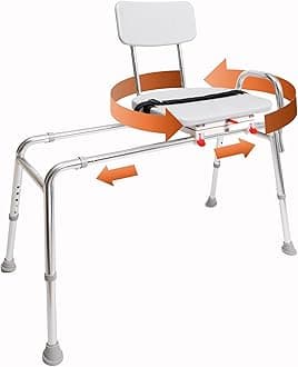Eagle Health Supplies - Swivel Sliding Bath Transfer Bench (77662) - Regular (Base Length: 39" - 40") - Heavy-Duty Shower Bathtub Chair