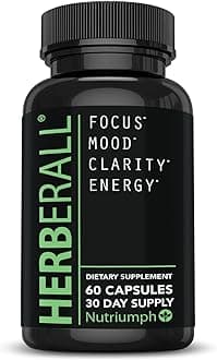 - HERBERALL Nootropic – Brain Boost & Focus Support Supplement with CoQ10, Glutathione, Green Tea, Alpha Lipoic Acid, Olive Leaf & Black Pepper – 120 Vegan Capsules