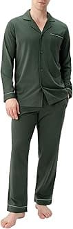 DAVID ARCHY Mens Cotton Sleepwear Pajamas Set Long Sleeve, Button-Down with Pockets, Fly Loungewear for Men Top & Pants Set