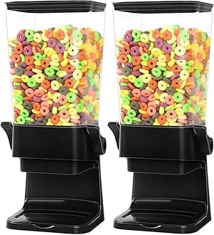 Cereal Dispenser Countertop,Dry Food Dispenser Countertop Large Cereal Containers Storage Dispenser Candy Rice Dispenser Machine Cereal Organizer for Trail Mix, Granola,Nuts,Beans (5.5L Black 2pcs）