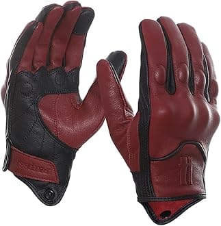 Harssidanzar Mens Full Finger Goatskin Leather Touchscreen Motorcycle Gloves Upgrade GM028US ,Oxblood/Black,Size,S