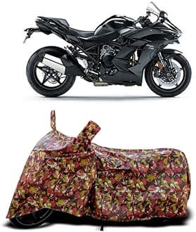 DUFFEL-Two Wheeler Bike Body Cover Compatible for Kawas Ninja H2 Sx Bs6 Heat Protectio/UV-Rays/Birds Dropping/DustProof/Waterproof Indoor Outdoor and Parking Full Body Protection All Variants [RMJ]