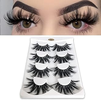 MIKIWI 25mm Lashes, Dramatic 6D Faux Mink Lashes, Fluffy Volume Eyelashes, Thick Crossed Lashes, Long Faux 25mm Mink Lashes (6D4-05)