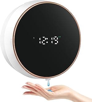 Automatic Soap Dispenser Liquid Bathroom: Wall Mount Rechargeable Touchless Adjustable Auto Smart Electric Plastic White Soap Dispenser with Clock - Kitchen - Hand Dish Lotion Couple Kids