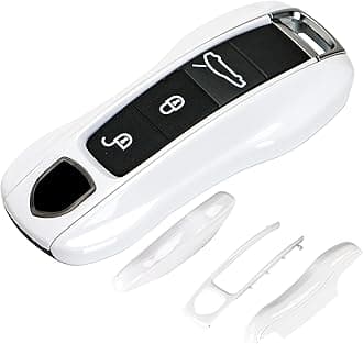 AeroBon 3-Piece Painted Key Fob Cover Compatible with Porsche Key Cover Key Shell (MK2, White)