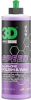 3D Speed All-In-One Polish & Wax – Scratch & Swirl Remover, Clear Coat Safe Paint Sealant – High Gloss Finish, Easy Application – 16oz – Made in USA