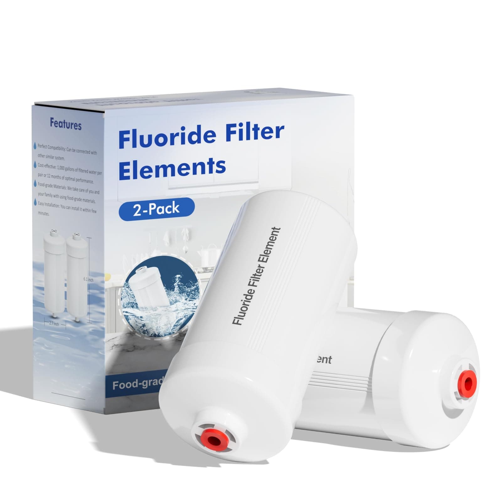 FL-2 White 5-Stage Fluoride Purification Elements, Replacement for Berkey® PF-2® Fluoride Filters, Berkey® Gravity Filtration System and Purewell System (2 Pack, K Series)