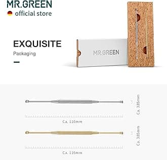 MR.GREEN Ear Wax Removal Ear Cleaner Double End Earwax Remover 360° Cleaning Three Ring Ear Pick Stainless Steel Ear Care Tools (Two Piece Pack)