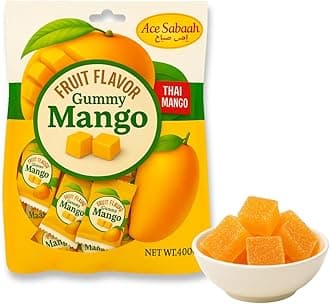 Thai Mango Gummi Candies – Made with Real Mango Juice, Soft and Chewy Texture, 35 Individually Wrapped Pieces (14.1oz/400g)