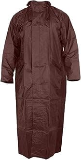 JMP Men's Nylon Hooded Waterproof Long Lightweight Waterproof Raincoat|Overcoat Full Length (Brown,Large)