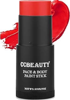 CCbeauty Devil Red Face Paint Stick,Face Painting Kit,Non Toxic SFX Makeup For Demon Circus Clown Sport Halloween Costume Cosplay,Oil Based Professional FX Body Paint,Full Coverage Painting Foundation