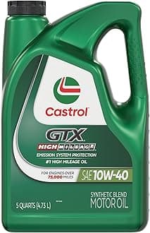 Castrol GTX High Mileage 10W-40 Synthetic Blend Motor Oil, 5 Quarts, Pack of 3