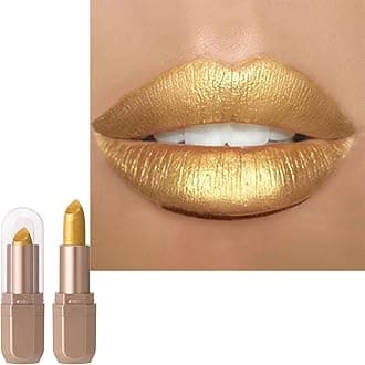 Metallic Shine Glitter Lipstick, Gold Shimmering Tinted Lip Balm, Lightweight Soft Smooth Long Lasting Full-Coverage Lip Color, Longlasting Non-Sticky Lip Stick Gift for Women