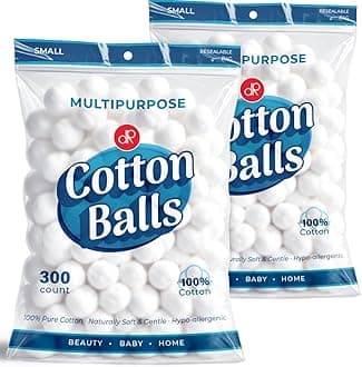DecorRack 600 ct Small Cotton Balls, 100% Pure Natural Cotton, for Make-Up, N...