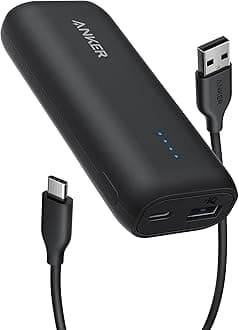 Anker Power Bank, Ultra-Compact 5,200mAh Portable Charger, PowerCore 5K Battery Pack, Compatible with iPhone 16/16 Plus/16 Pro/16 Pro Max/15/14 Series, Samsung, Google Pixel, LG (Adapter Not Included)