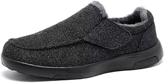 OrthoComfootMen's Orthopedic Slippers Shoes with Arch Support: Slip On Loafers for Plantar Fasciitis, Casual Flat Feet Hook and Loop Mule Clogs for Foot and Heel Pain Relief