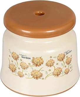 Kuber Industries Bathroom Stool | Plastic Stool for Bathroom | Stool for Sitting | Anti -Slip with Strong Bearing | Patla for Toilet | Printed Design | Cream