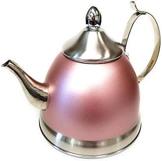 Creative Home Nobili-Tea 1Qt Stainless Steel Tea Kettle With Removable Infuser Basket, Rose Gold