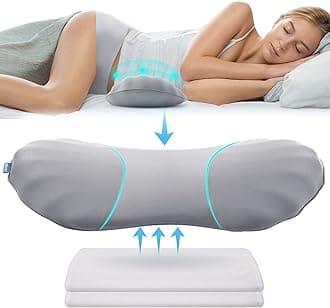 RESTCLOUD Adjustable Lumbar Support Pillow for Sleeping Memory Foam Back Support Pillow for Lower Back Pain Relief and Sleeping, Lumbar Support Pillow for Bed and Chair with 2 Insert Pads
