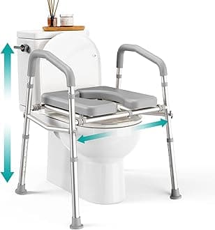 PELEGON Raised Toilet Seat with Handles (400lb) - Adjustable Height & Width Toilet Chair with Arms, Toilet Riser with Handles, Toilet Chair Over Toilet, Handicap Toilet Seat for Elderly (Grey)