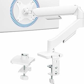 VIVO Single Monitor Stand, Fully Adjustable Arm for 17 to 32 inch Screen, Mechanical Articulating Desk Mount, Gaming and Office Setups, VESA 75x75, 100x100, Max 19.8 lbs, Classic, White, STAND-V001OW