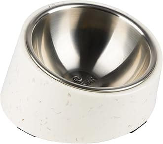 SUPERDESIGN Mess Free 15° Slanted Bowl for Dogs and Cats, Tilted Angle Bulldog Bowl Pet Feeder, Non-Skid & Non-Spill, Easier to Reach Food M/300ml Stalk Pattern