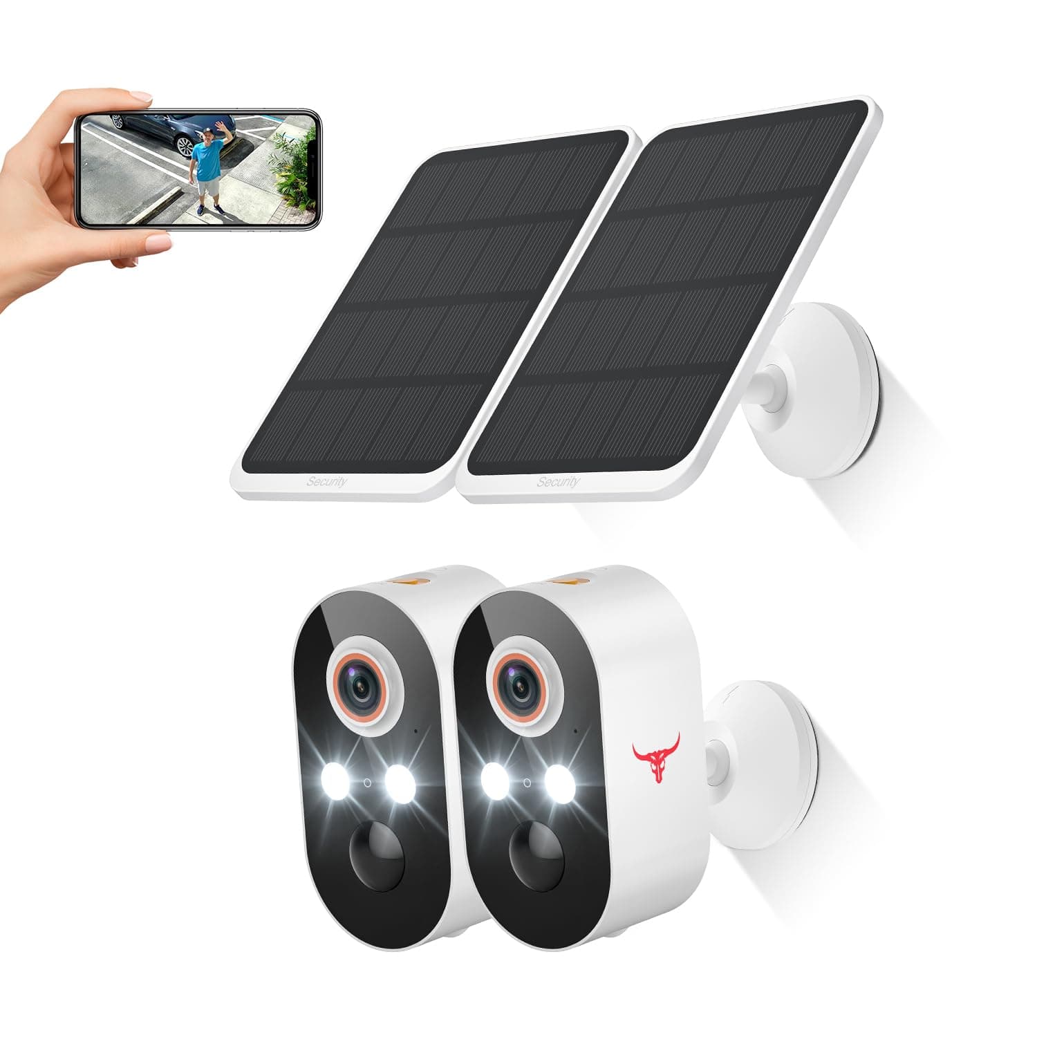 1080p Wireless Security Camera with Solar Panel, AI Human Detection, 2-Way Talk, Night Vision, Cloud Storage, Battery Included, Battery Camera for Home Security,2.4G WiFi (2 Pack)