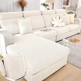 Stretch Sofa Covers for Cushion Couch,Universal Wear Resistant Slipcover with Elastic Bottom,Magic Couch Cover Furniture Protector,Anti-Slip L Shape Sofa Cover,Back Cover L,Weave-Jade White
