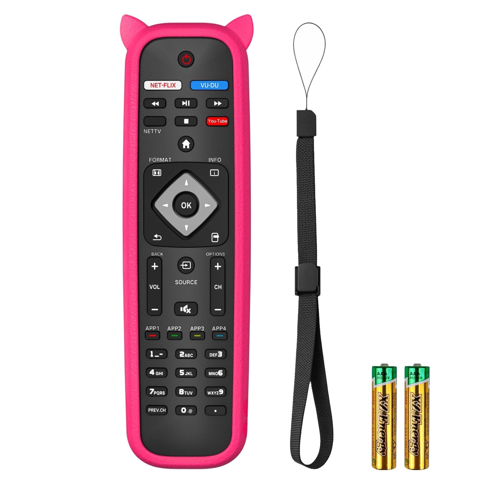 NH500UP Replace Remote Compatible with Philips TV Remote Control with Pink Glowing Cover for NH500U NH500UW NH503UP with Battery for Philips Smart TV Remote