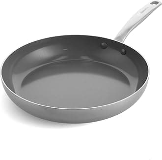 GreenPanChatham Tri-Ply Stainless Steel Healthy Ceramic Nonstick 12" Frying Pan Skillet, PFAS-Free, Induction Suitable, Dishwasher Safe, Silver