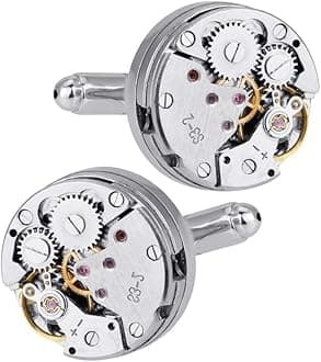 – 2 PCS Cufflinks Clockwork Mens Cufflink Vintage Watch Movement Shape Gift with an Elegant Storage Display Box for Thanksgiving Day Wedding Anniversaries Birthday Christmas Gifts