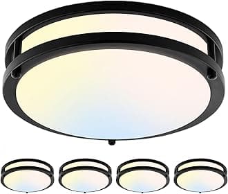 4-Pack 10Inch 30W LED Flush Mount Ceiling Light Fixtures Bright 3200LM Dimmable Ceiling Lights, 5CCT Adjustable 2700K/3000K/4000K/5000K/6500K, Ceiling Lamps for Kitchen Hallway Bathroom Bedroom Black