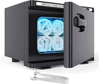 DEPFALL Small Hot Towel Warmer, 8L Hot Towel Cabinet 2-in-1 Personal Towel Warmers Spa for Facials, Bathroom, Barber, Salon, Esthetician, Beauty, Upgrade Fast Heating Aluminum Interior, Black