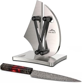 VN3 Professional Knife Sharpener | 3-Action Streamlined Sailboat Design for Effortless Knife Sharpening - The Ultimate Tool for Precision 11 to 21 Degree Angles (Upgrade Stainless Steel)