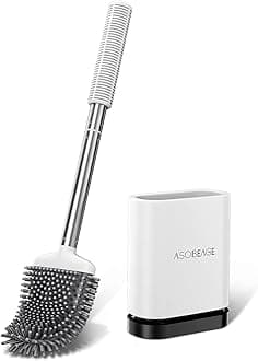 ASOBEAGEToilet Brush, Toilet Brush and Container, Toilet Brushes for Bathroom with Quick-Drying Holder Set（white，new）