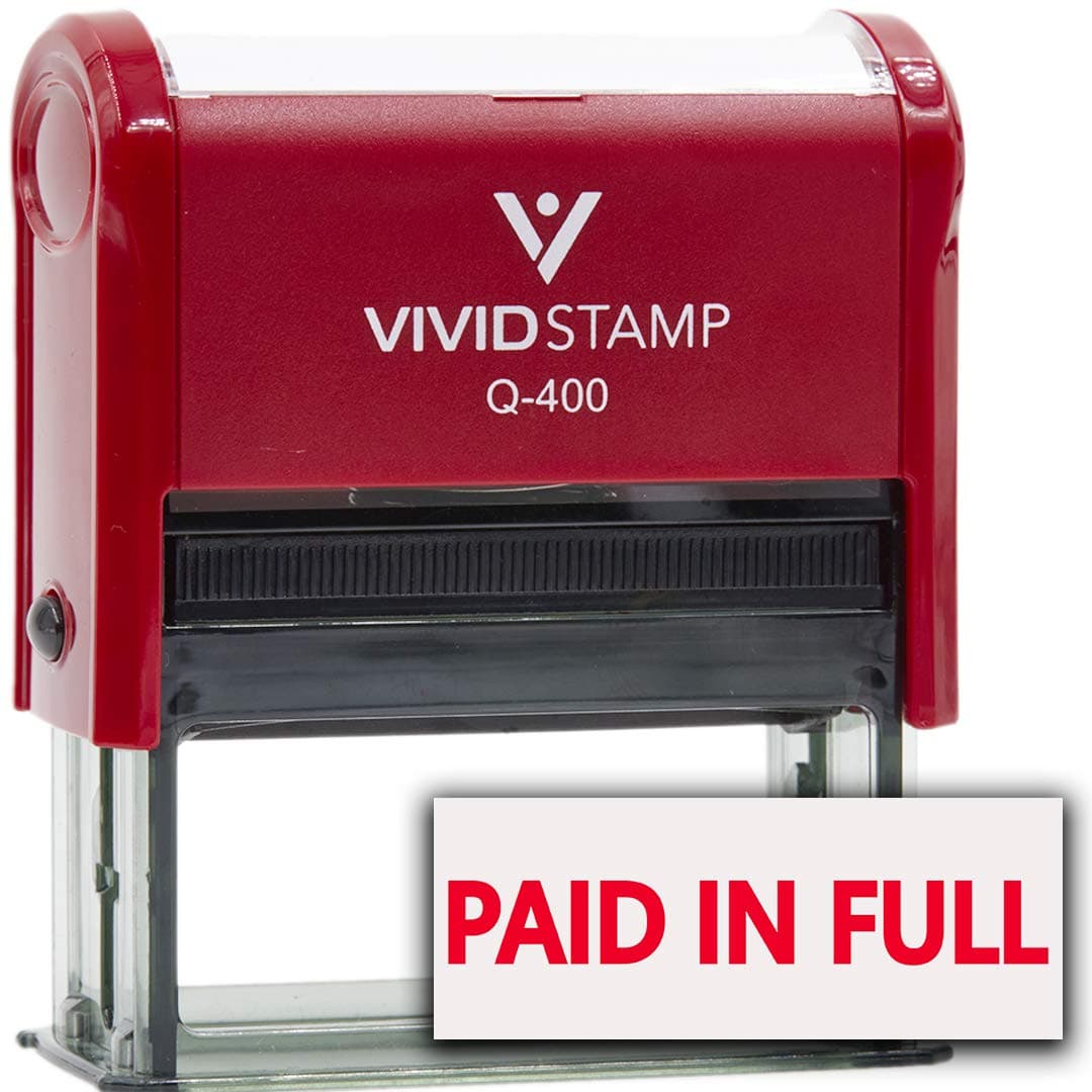 Basic Paid in Full Self Inking Rubber Stamp (Red Ink) - X-Large