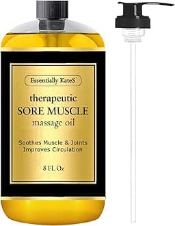 Essentially KateS Sore Muscle Massage Oil 8 Fl Oz - Arnica Extract and Peppermint - Soothe Sore and Tired Muscle and Joints
