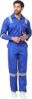 MEN'S COTTON INDUSTRIAL BOILER SUIT (COVERALLS) WITH REFLECTIVE TAPE, 210 GSM, SIZE 44-2XL, ROYAL BLUE.