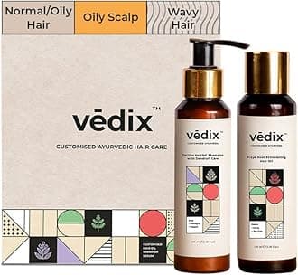Vedix Ayurvedic Hair Care Combo Pack - Customized Oil for Dandruff and Anti-Dandruff Shampoo for Normal/Oily Scalp & Wavy or Curly Hair - 200 ml