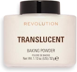 Revolution Beauty, Loose Baking Powder, Makeup Setting Powder, Long Lasting Coverage, Mattifies & Reduces Shine, Translucent, 1.12 Oz