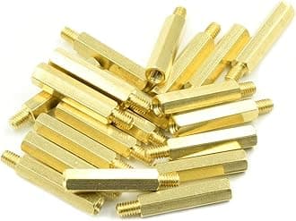 M4 x 25mm + 6mm Male Female Thread Brass Hex Standoff Spacer Screws PCB Pillar - (20 Pcs)