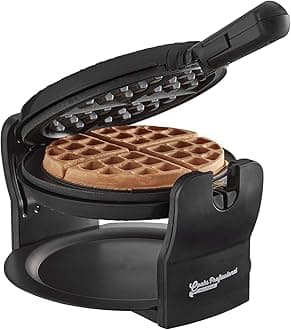 Cooks Professional Belgian Waffle Maker 920W | Powerful Electric Rotary Luxury Waffle Machine with Non-Stick Cooking Plates, Locking Mechanism, Folding Handle & Drip Tray | Easy Clean | Black