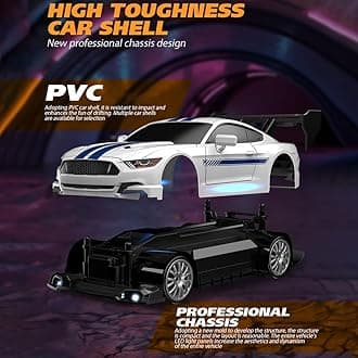 1:24 Scale RC Drift Car, 30KM/H 4WD 2.4GHz Remote Control Cars with LED Light, Racing and 4 Drifting Wheels, High Speed RC Racing Cars Perfect Toy Gift for Teen Adults