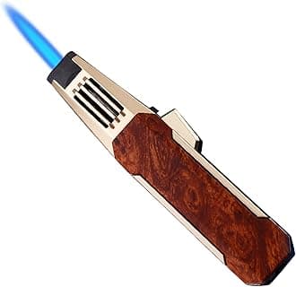 Solar Beam Torch - the Hottest Torch on Earth, Turbine Torcher, Adjustable Lockable Firepower Butane Refillable Jet Flame Lighter (Gas Not Included) (Brown with Gold)