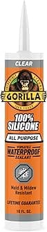Gorilla 100% Silicone Sealant All Purpose, 10 Ounce Cartridge, Clear (Pack of 1)